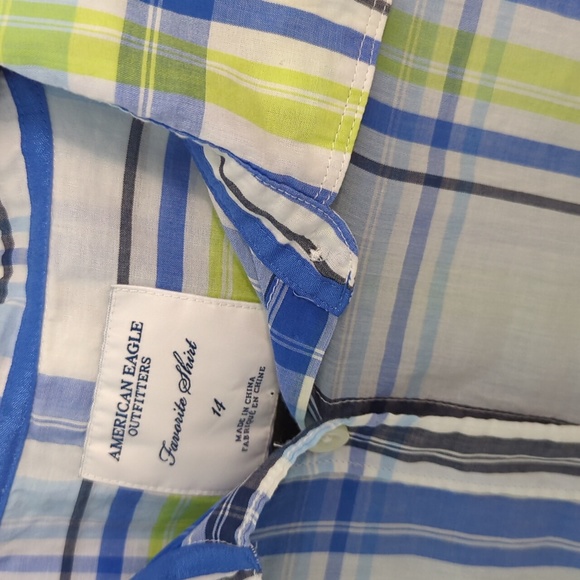 American Eagle Outfitters Favorite Shirt Sz 14 Plaid with Button Up Sleeves - Picture 2 of 6